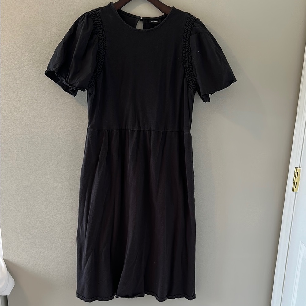 Who What Wear Black Puff Sleeve Midi Dress